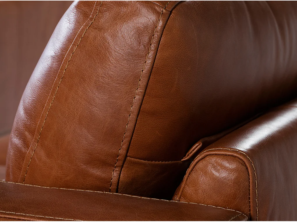 Canapé 2 places en cuir et pieds en bois 6046 ANGEL CERDA