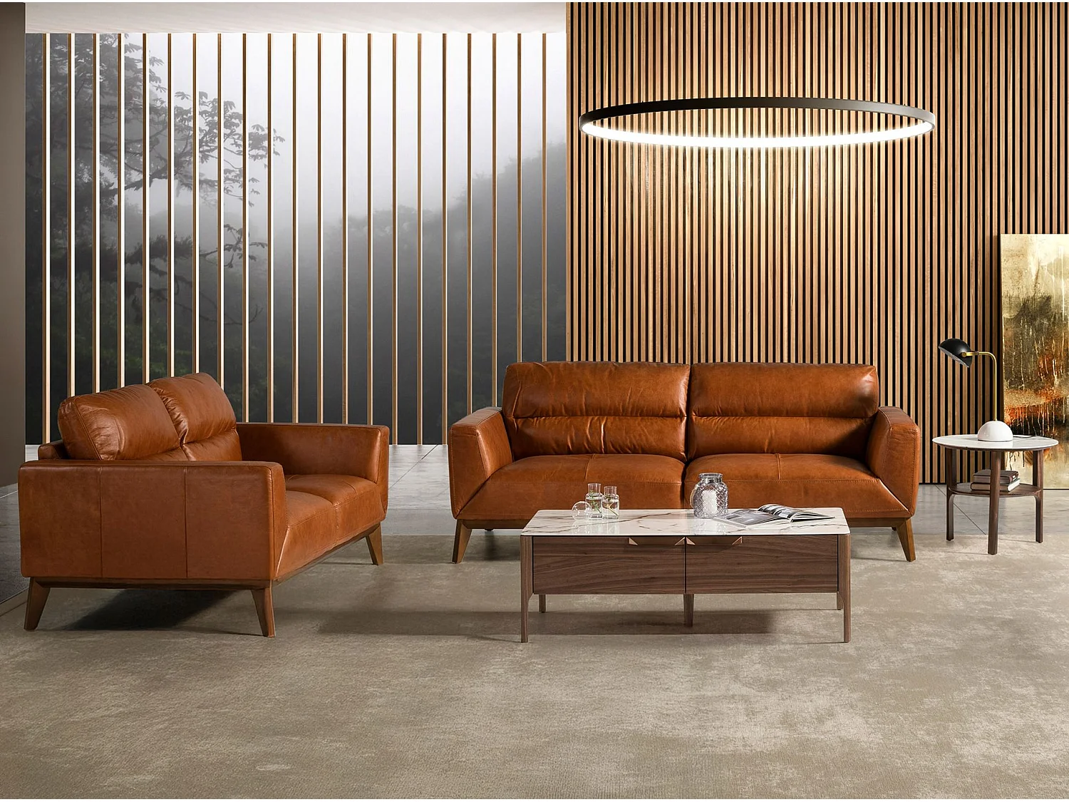 2-zitsbank in bruin leer 6046 ANGEL CERDA