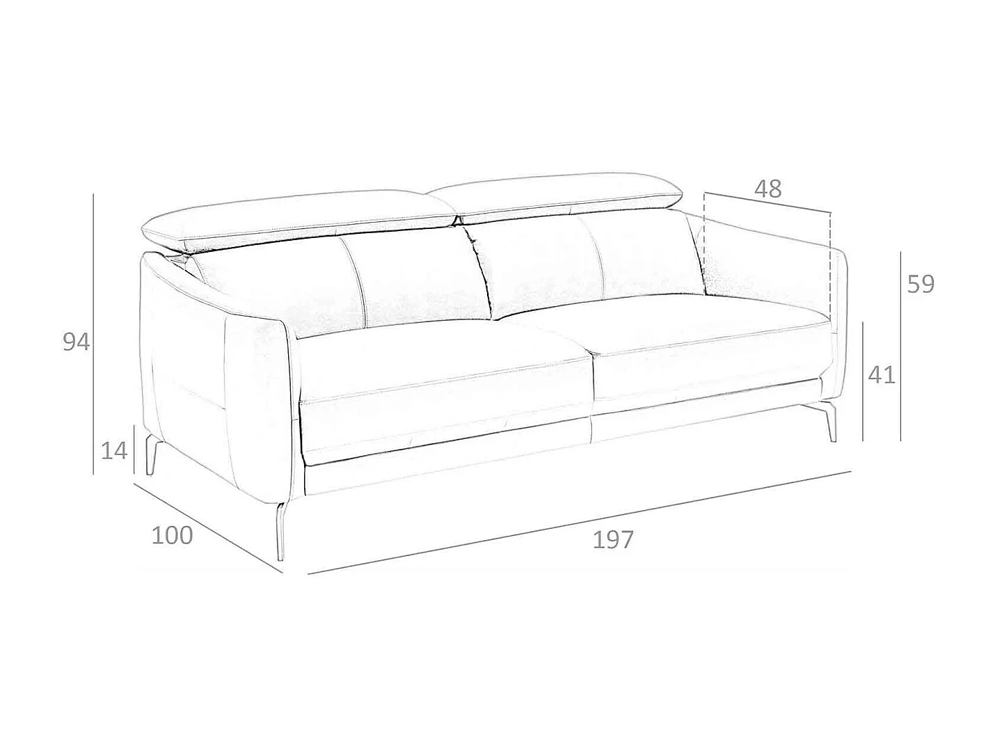 Sitzer Sofa aus schwarzem Rindsleder  6059 ANGEL CERDA