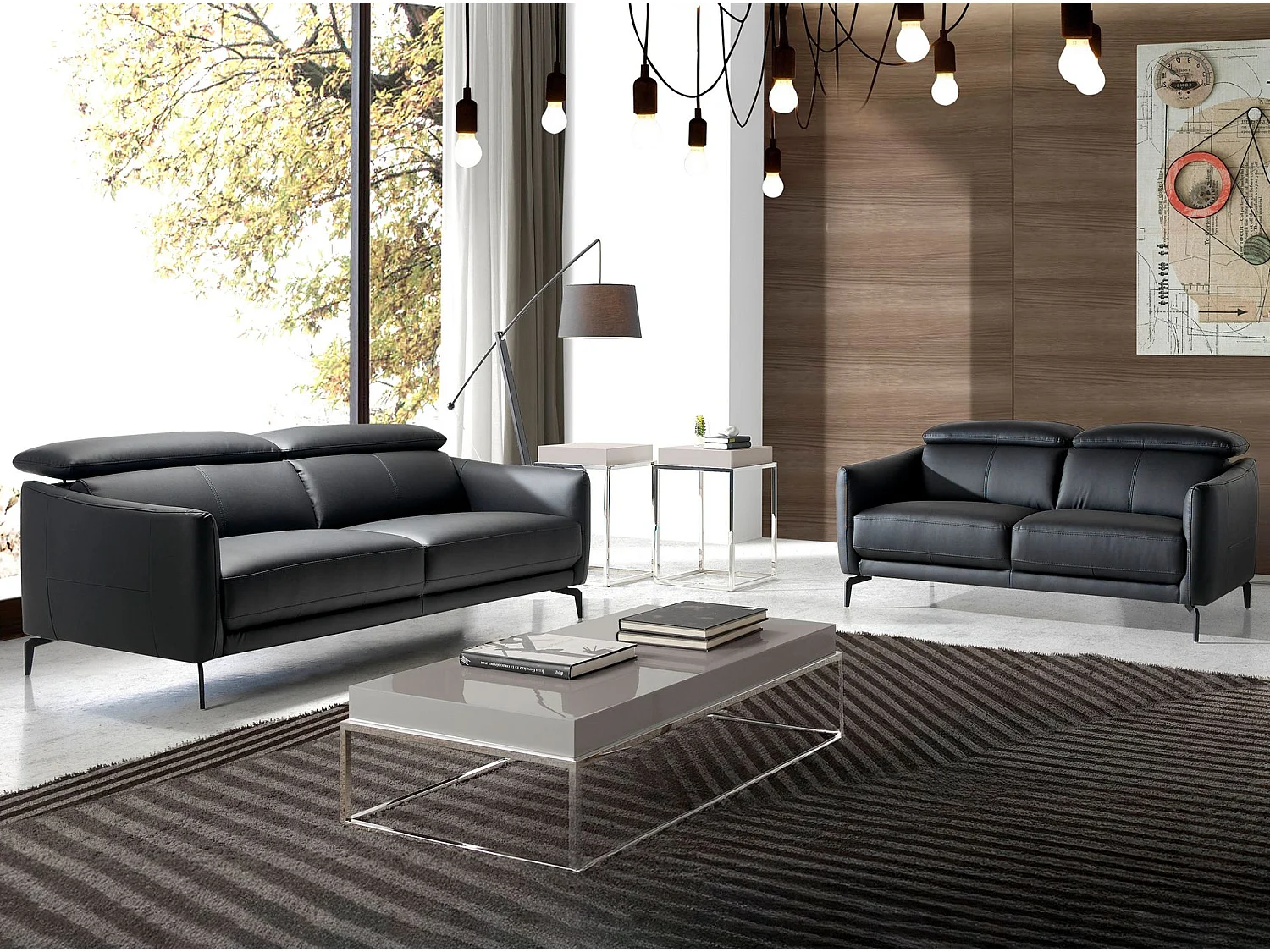 Canapé 3 places en cuir noir 6059 ANGEL CERDA