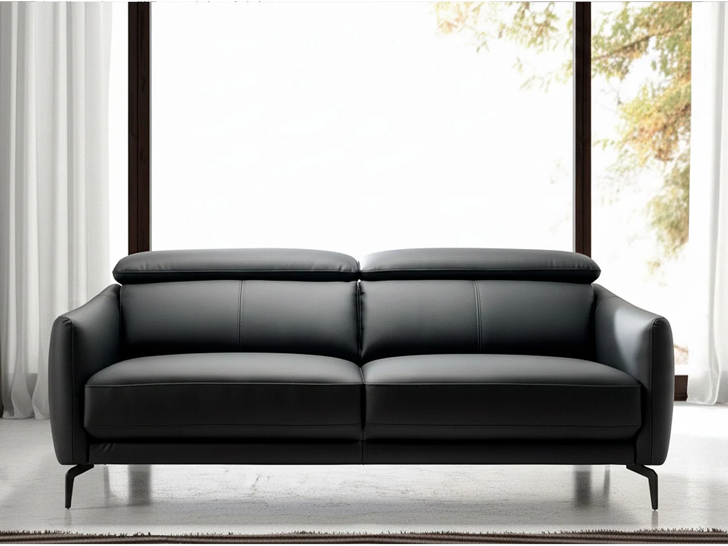 Canapé 3 places en cuir noir 6059 ANGEL CERDA