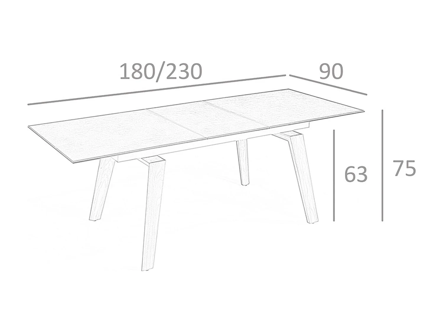 Table à manger à rallonge rectangulaire marbre porcelaine et noyer 1026 ANGEL CERDA