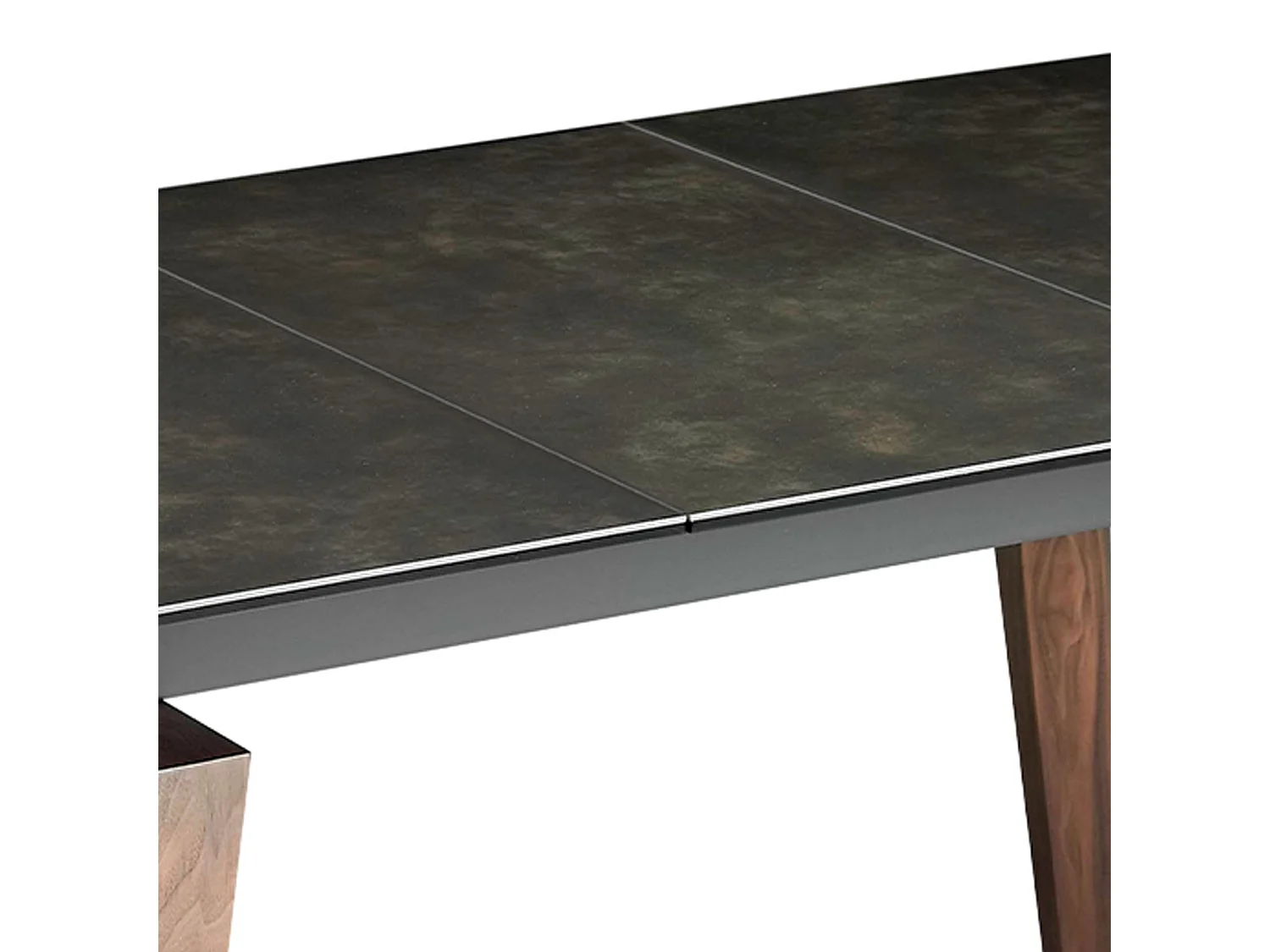 Table à manger à rallonge rectangulaire marbre porcelaine et noyer 1026 ANGEL CERDA