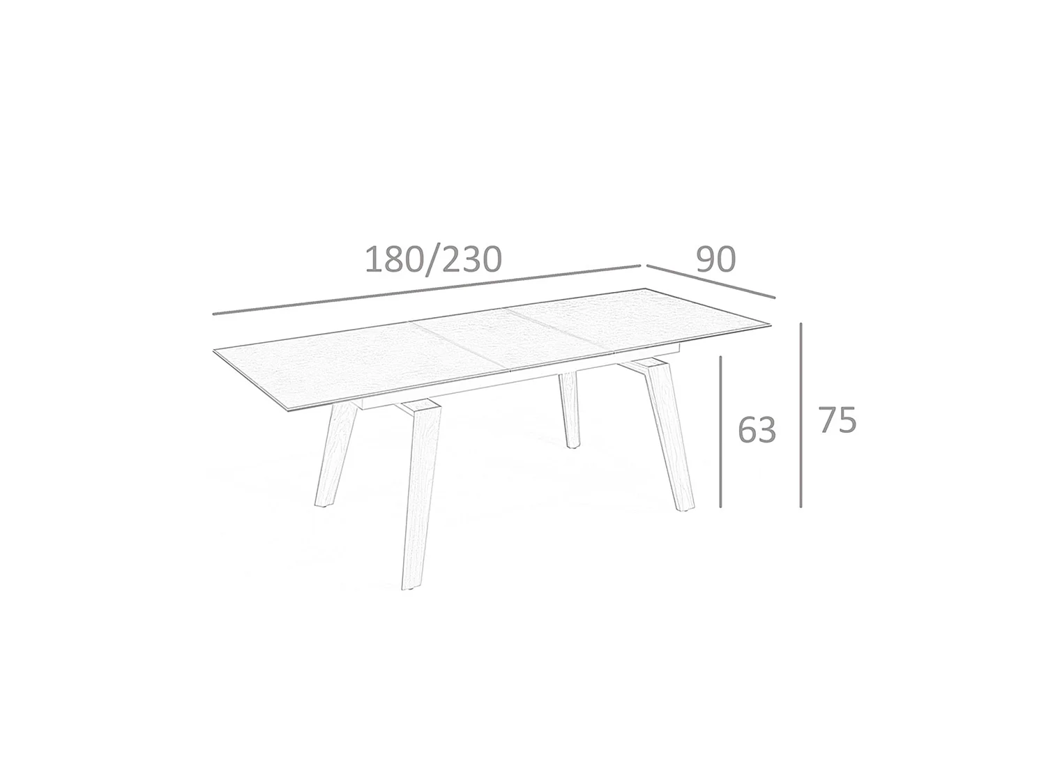 Table à manger à rallonge rectangulaire marbre porcelaine et noyer 1026 ANGEL CERDA