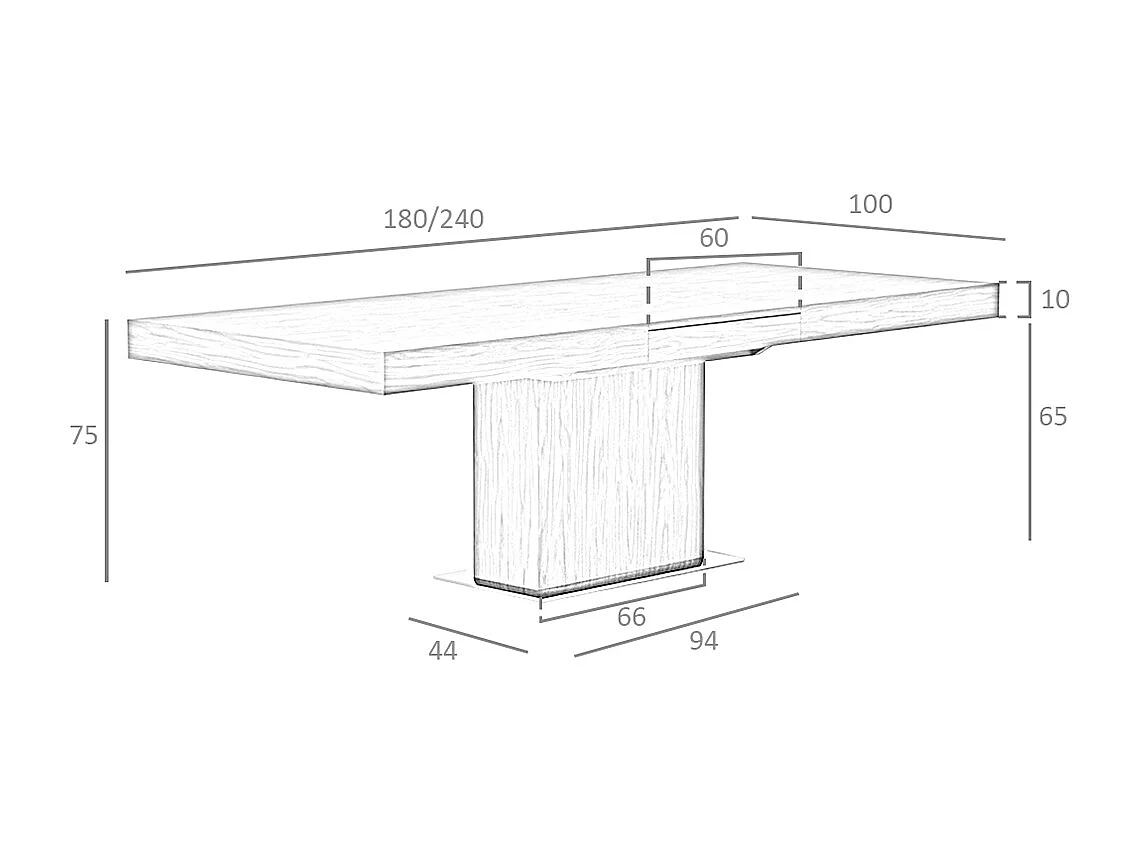 Mesa de jantar extensível em madeira folheada a nogueira  1015