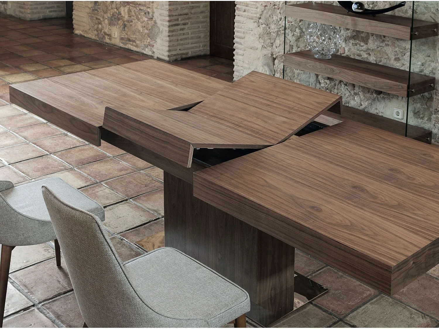 Table à manger à rallonge rectangulaire noyer 1015 ANGEL CERDA