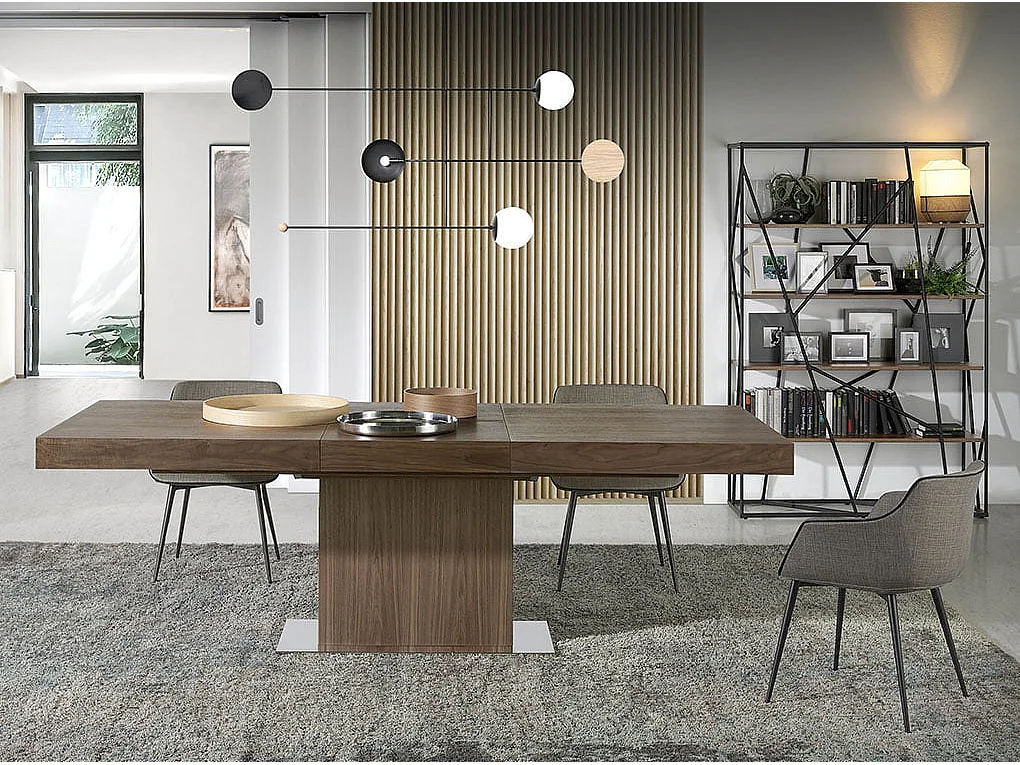 Uitschuifbare eettafel rechthoekig walnoot fineer 1015 ANGEL CERDA