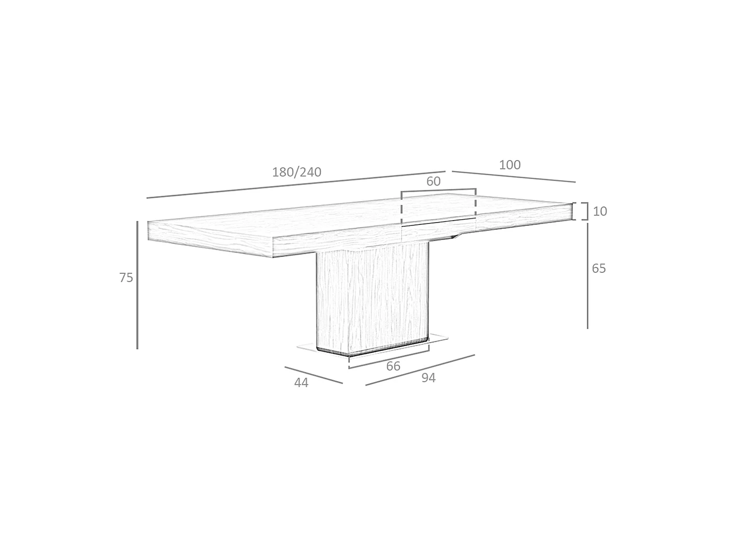 Uitschuifbare eettafel rechthoekig walnoot fineer 1015 ANGEL CERDA