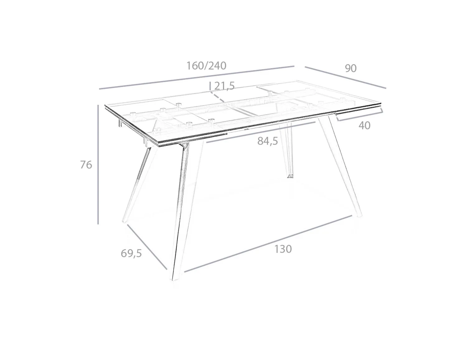 Table manger extensible en verre trempé 1005 ANGEL CERDA
