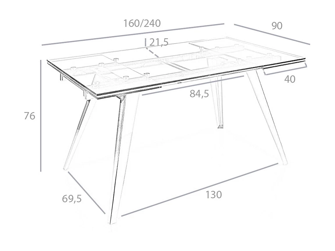 Table manger extensible en verre trempé 1005 ANGEL CERDA