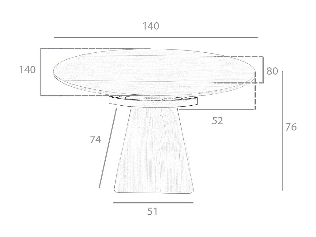 Mesa comedor redonda extensible nogal  1081 ANGEL CERDA