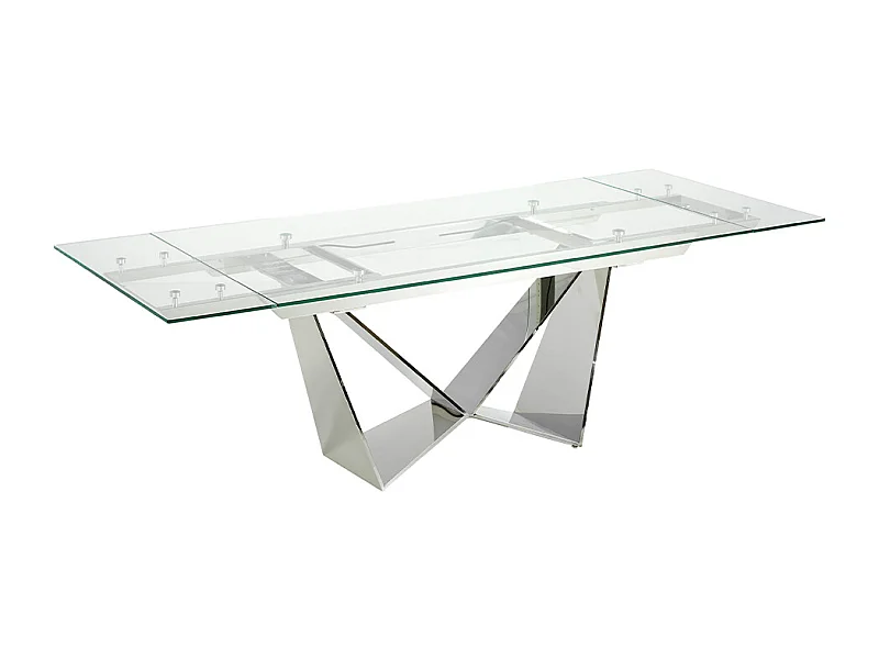 Rozkładany stół do jadalni prostokątny szkło hartowane i stal chromowana 1027 ANGEL CERDA