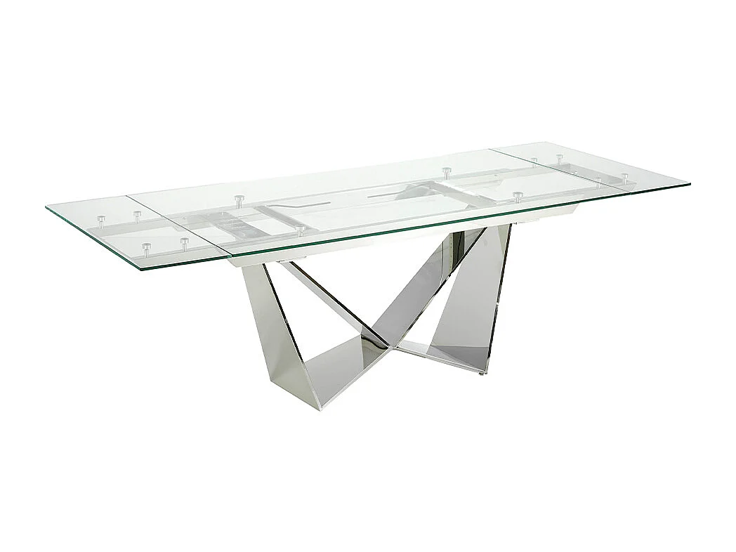 Rozkładany stół do jadalni prostokątny szkło hartowane i stal chromowana 1027 ANGEL CERDA
