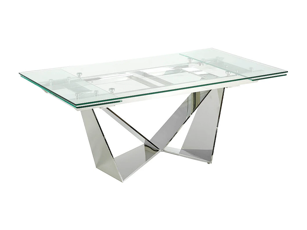 Rozkładany stół do jadalni prostokątny szkło hartowane i stal chromowana 1027 ANGEL CERDA
