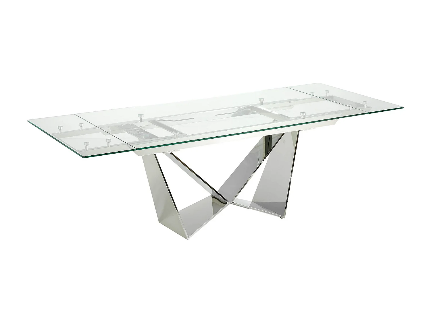Ausziehbarer Esstisch Rechteckig gehärtetes Glas aus verchromter Stahl 1027 ANGEL CERDA