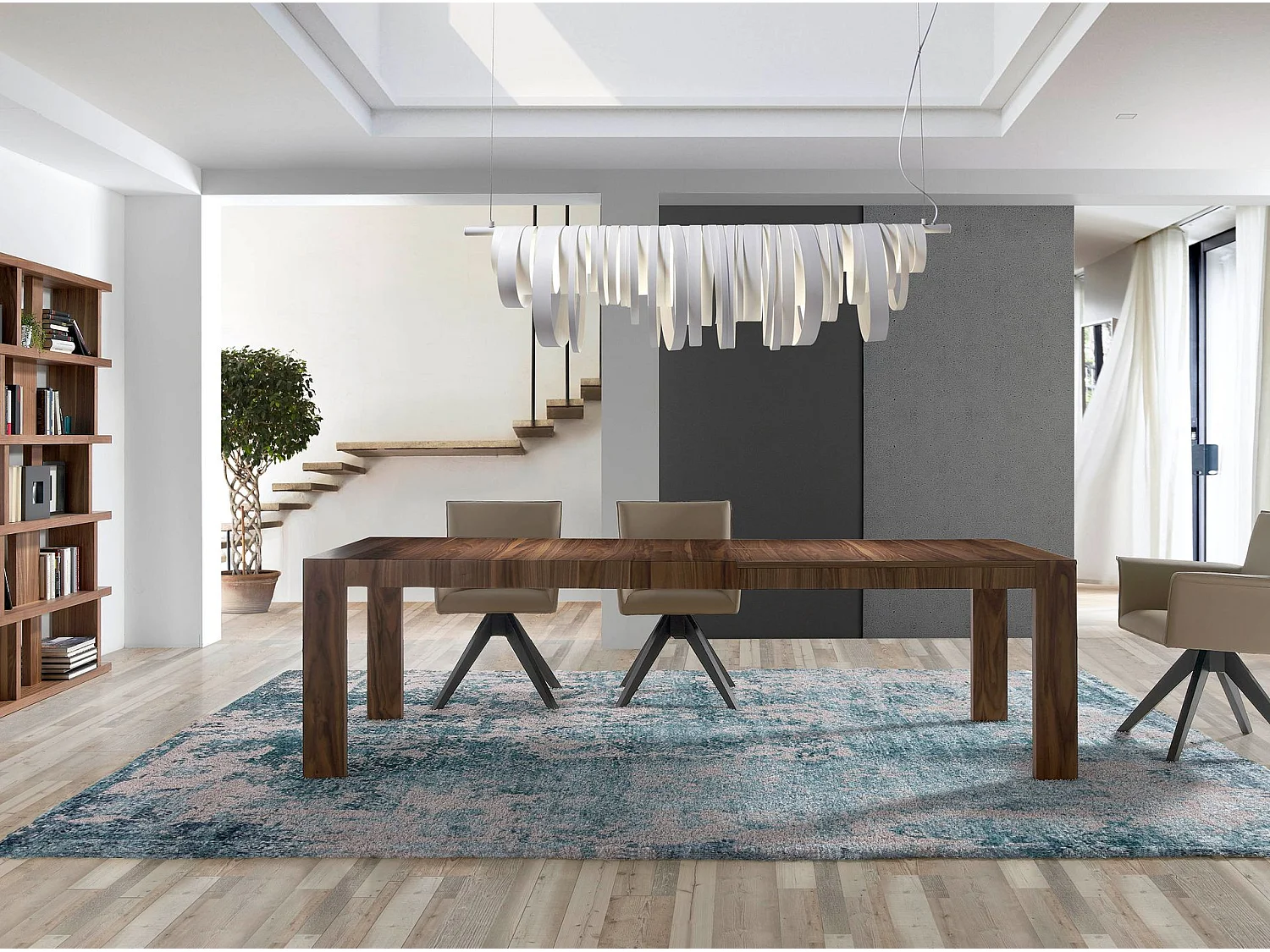 Table à manger à rallonge rectangulaire noyer 1012 ANGEL CERDA