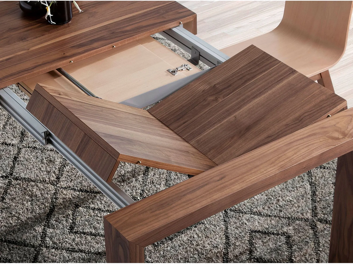 Table à manger à rallonge rectangulaire noyer 1012 ANGEL CERDA