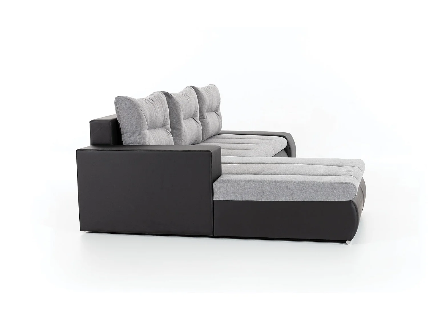 Canapé convertible angle gauche tissu gris clair et simili gris Waker 275cm