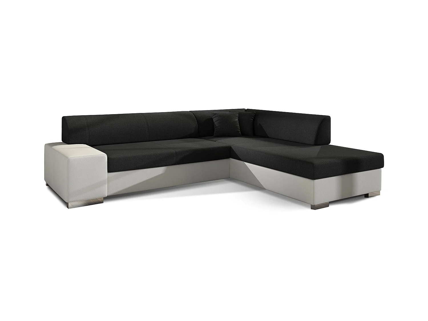 Canapé convertible moderne angle droit tissu noir et simili cuir blanc Plazo 278cm