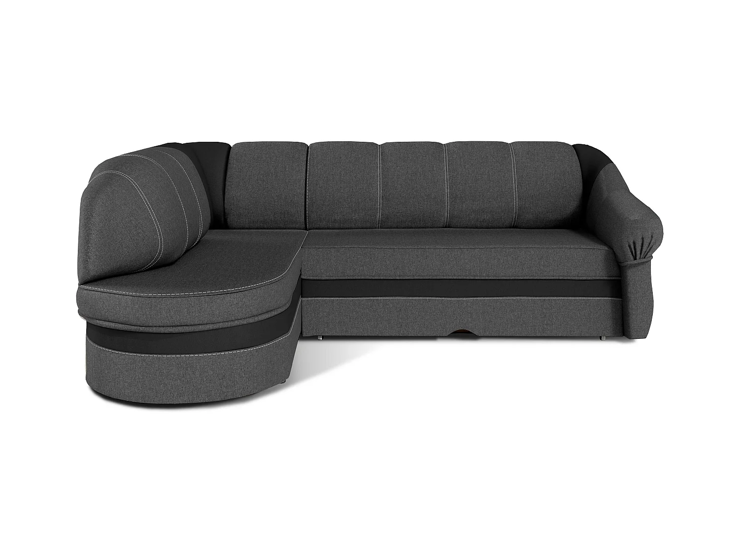 Canapé d'angle gauche convertible tissu gris foncé et simili noir Sundy 250cm