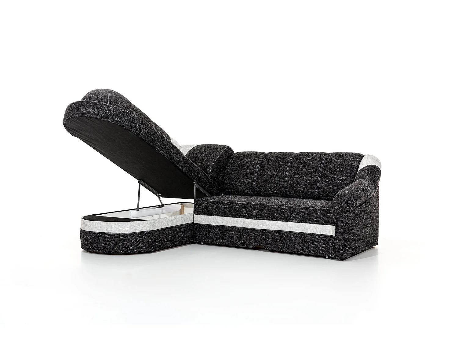 Canapé d'angle gauche convertible tissu rouge et noir Sundy 250cm