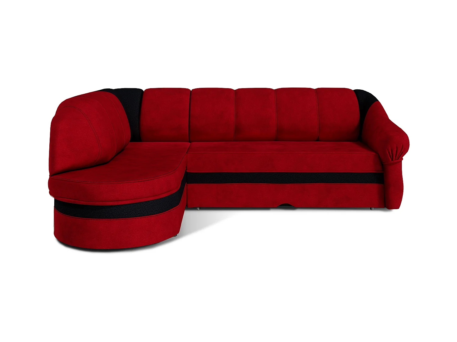 Canapé d'angle gauche convertible tissu rouge et noir Sundy 250cm