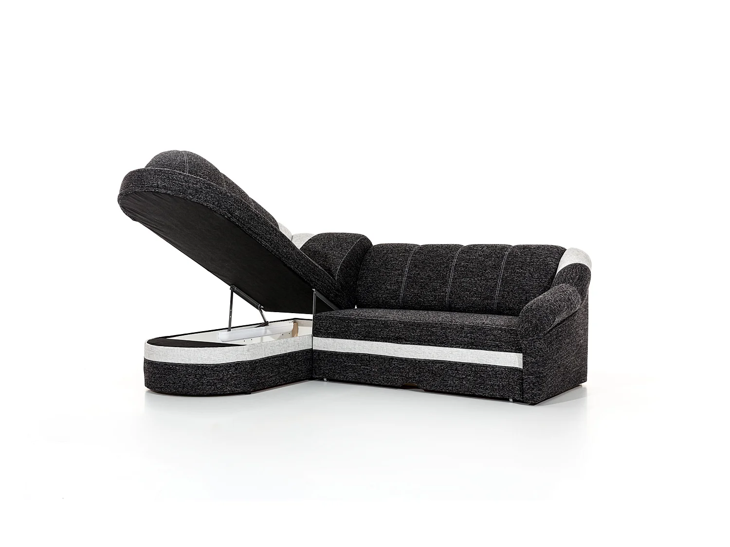 Canapé d'angle gauche convertible tissu rouge et noir Sundy 250cm