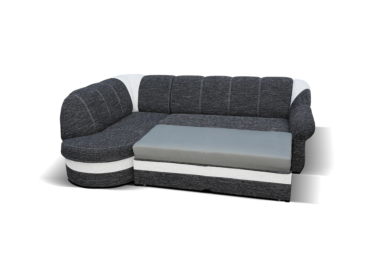 Canapé d'angle gauche convertible tissu rouge et noir Sundy 250cm