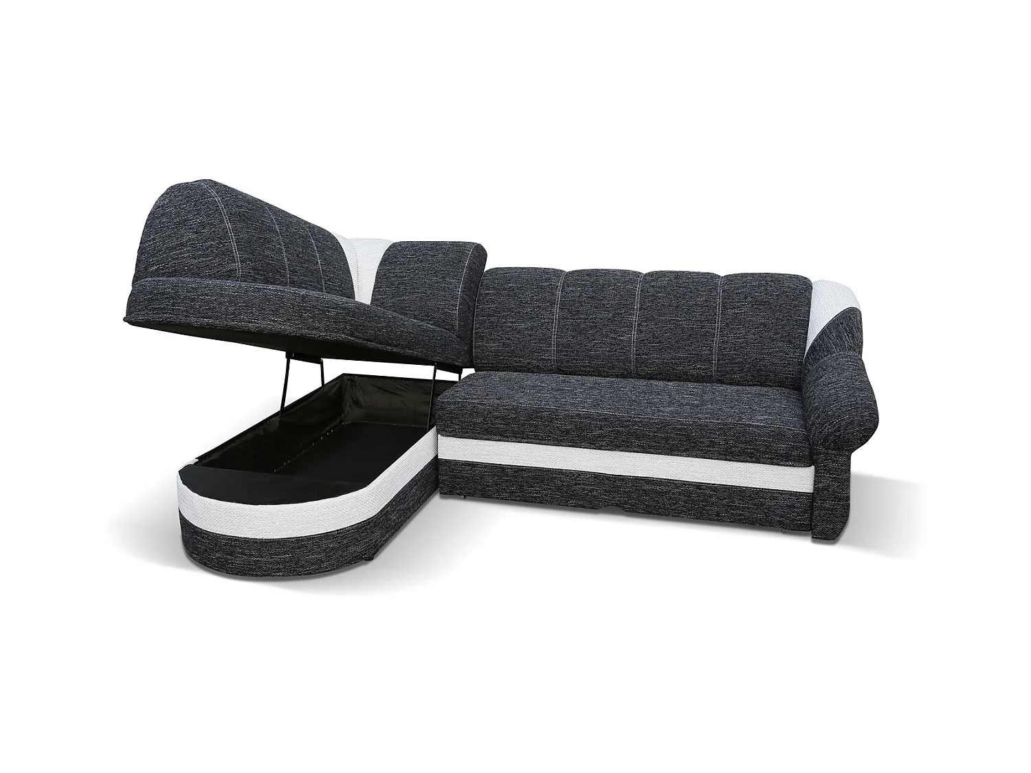 Canapé d'angle gauche convertible tissu rouge et noir Sundy 250cm