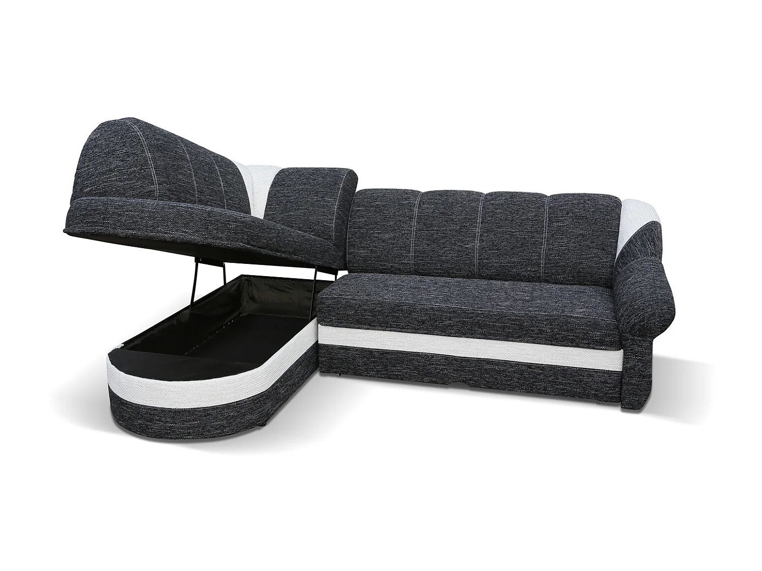 Canapé d'angle gauche convertible tissu rouge et noir Sundy 250cm