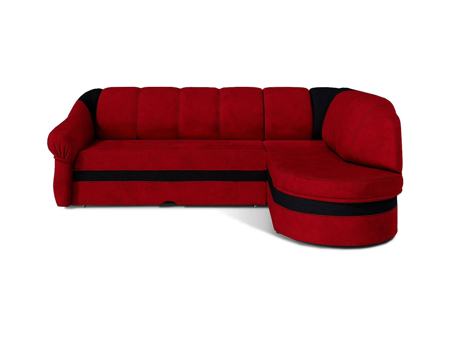 Canapé d'angle droit convertible tissu rouge et noir Sundy 250cm