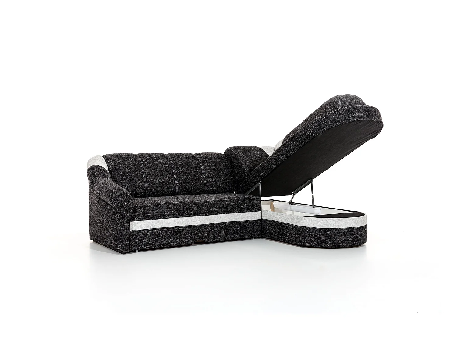 Canapé d'angle droit convertible tissu rouge et noir Sundy 250cm