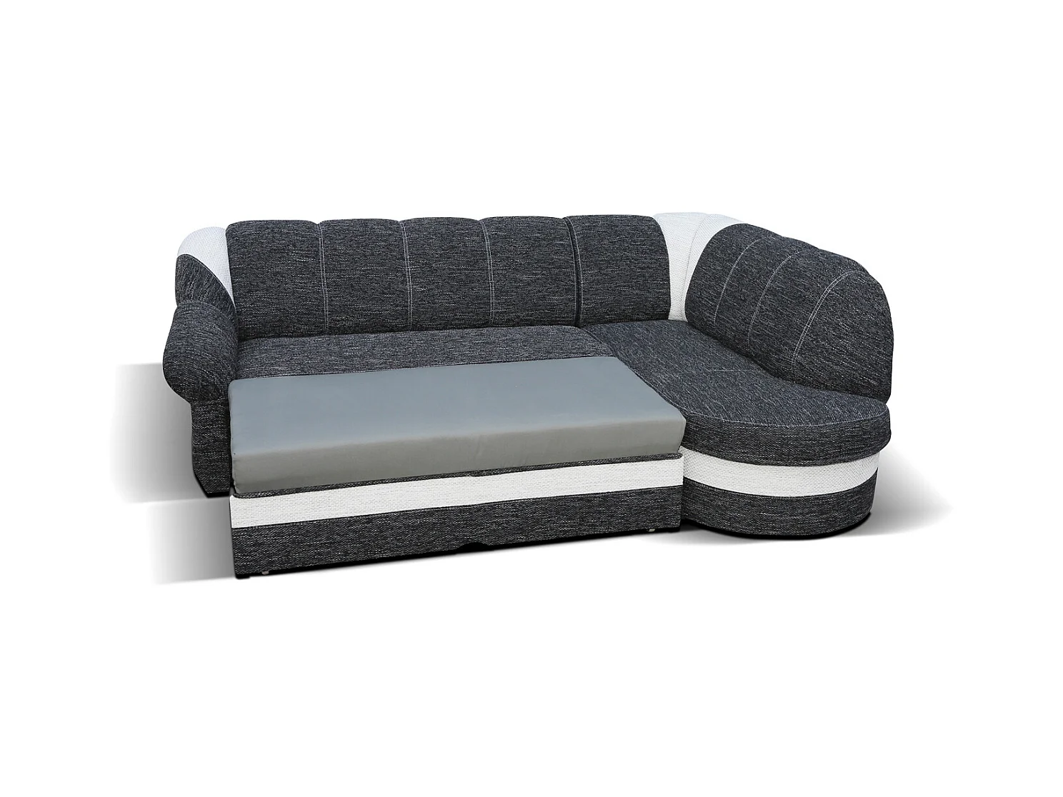 Canapé d'angle droit convertible tissu rouge et noir Sundy 250cm