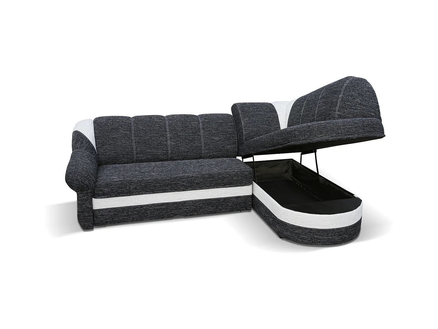 Canapé d'angle droit convertible tissu rouge et noir Sundy 250cm