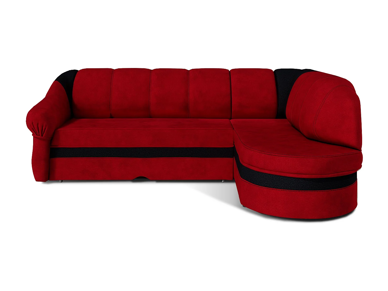 Canapé d'angle droit convertible tissu rouge et noir Sundy 250cm