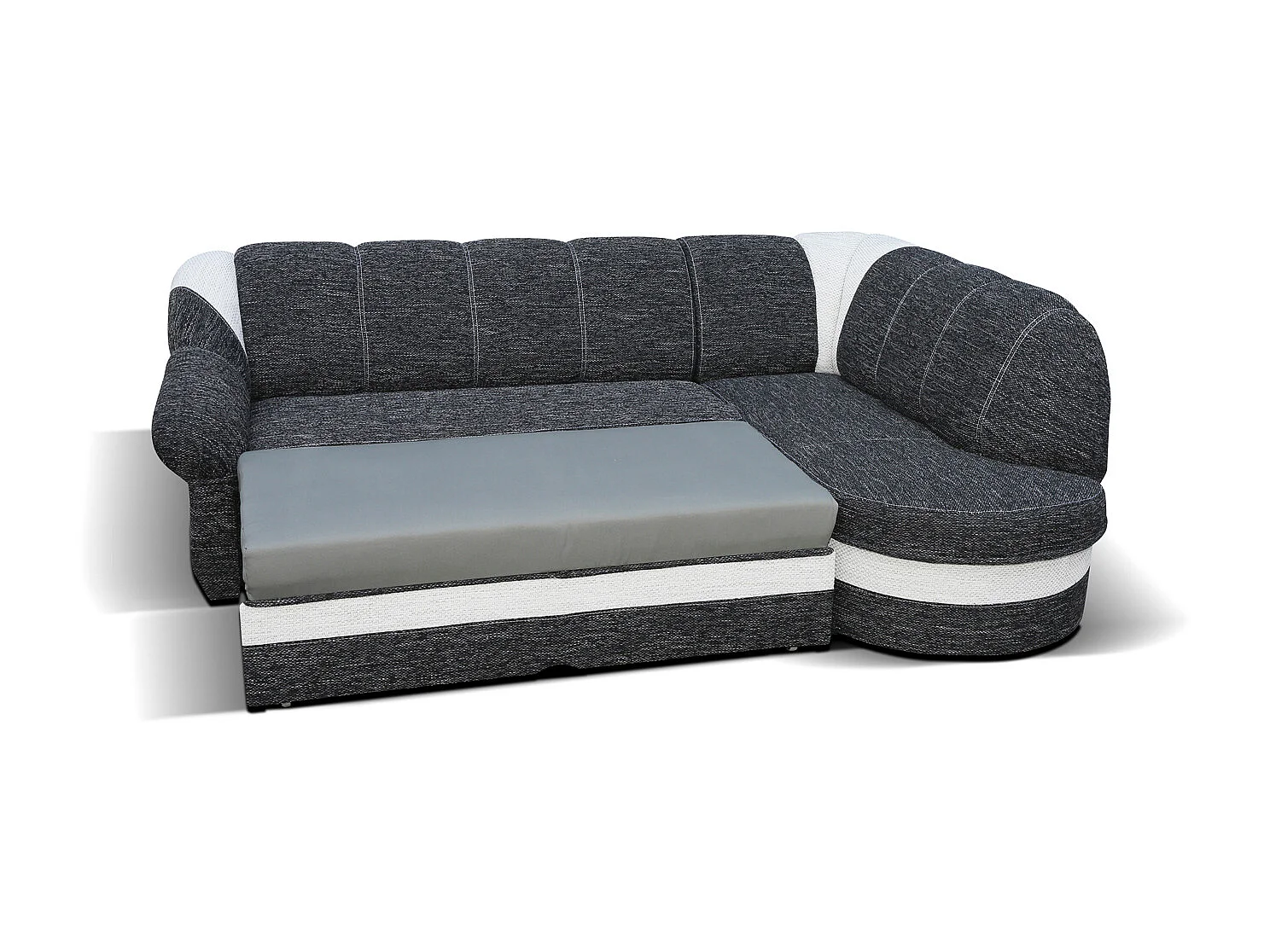 Canapé d'angle droit convertible tissu rouge et noir Sundy 250cm