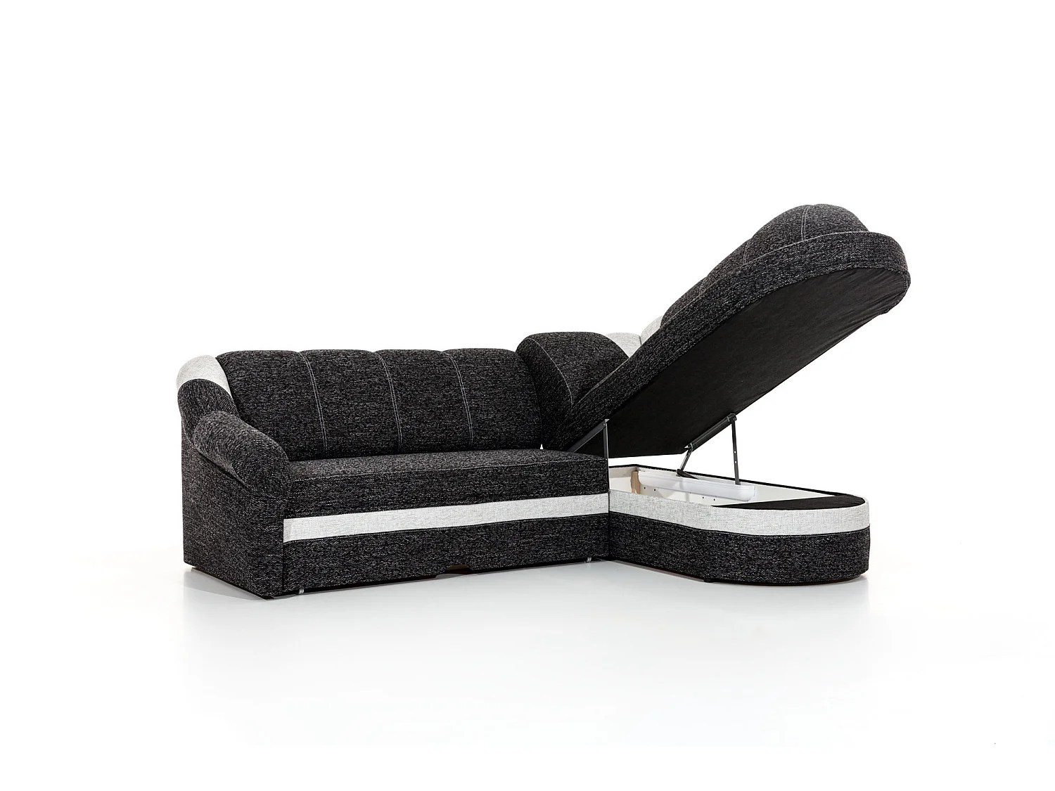 Canapé d'angle droit convertible tissu rouge et noir Sundy 250cm