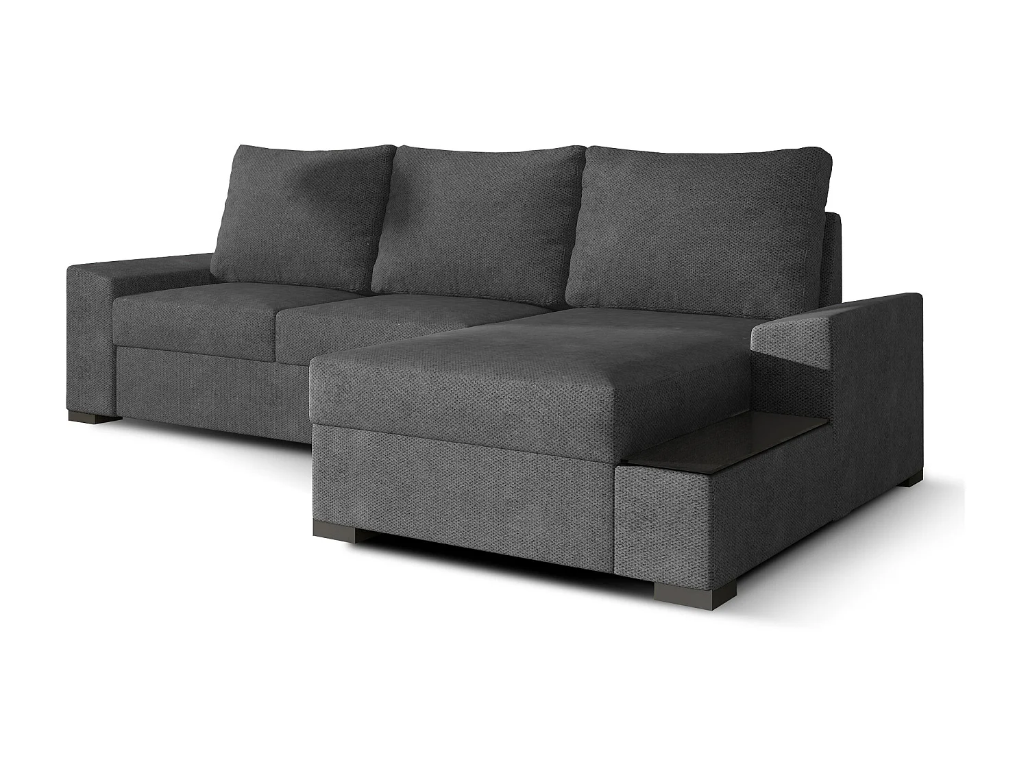 Canapé angle droit convertible tissu doux gris James 245cm