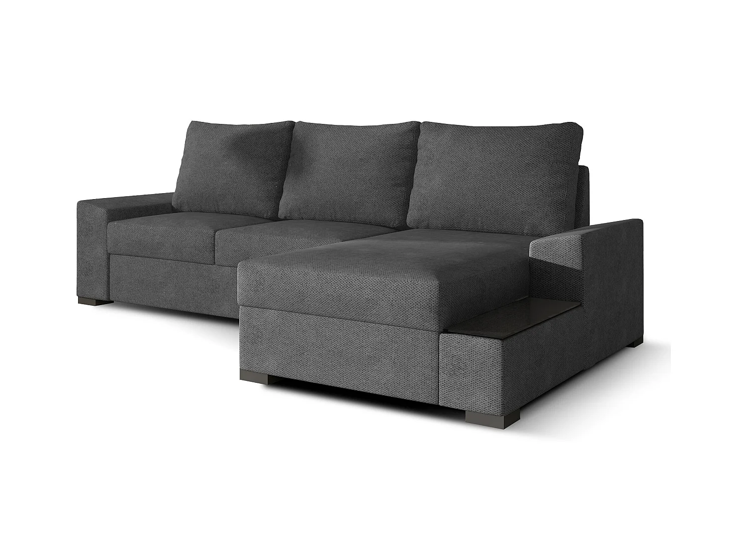 Canapé angle droit convertible tissu doux gris James 245cm