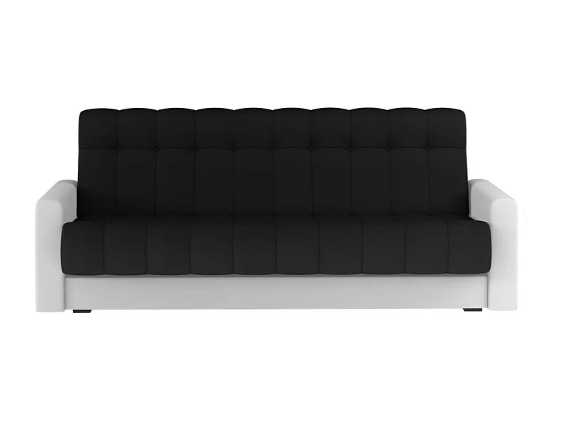 Canapé lit 3 places tissu noir et simili cuir blanc Barote 210cm