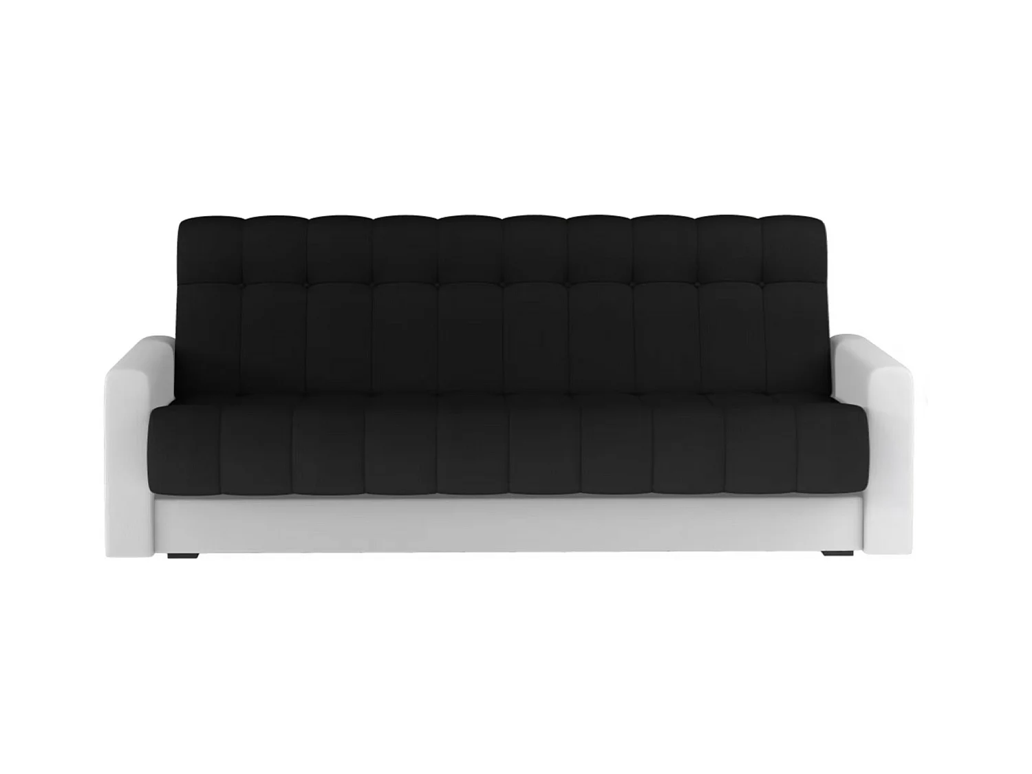 Canapé lit 3 places tissu noir et simili cuir blanc Barote 210cm