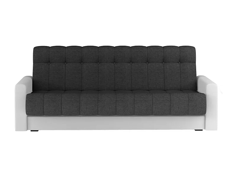 Canapé lit 3 places tissu gris foncé et simili cuir blanc Barote 210cm