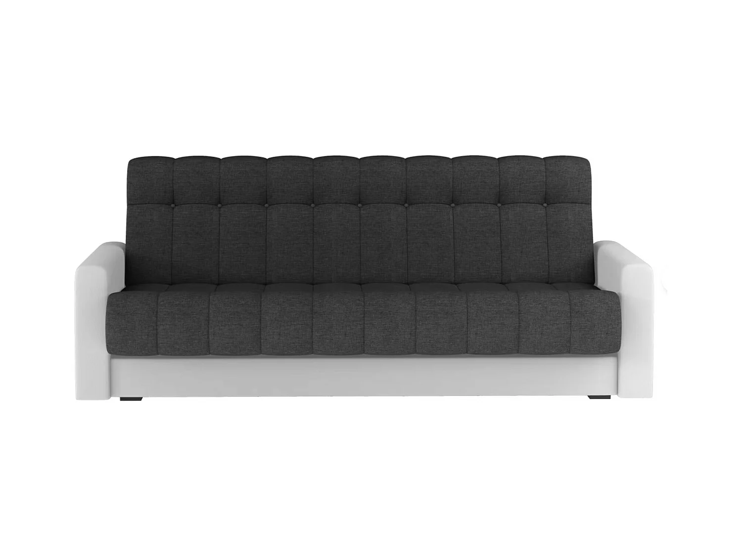 Canapé lit 3 places tissu gris foncé et simili cuir blanc Barote 210cm