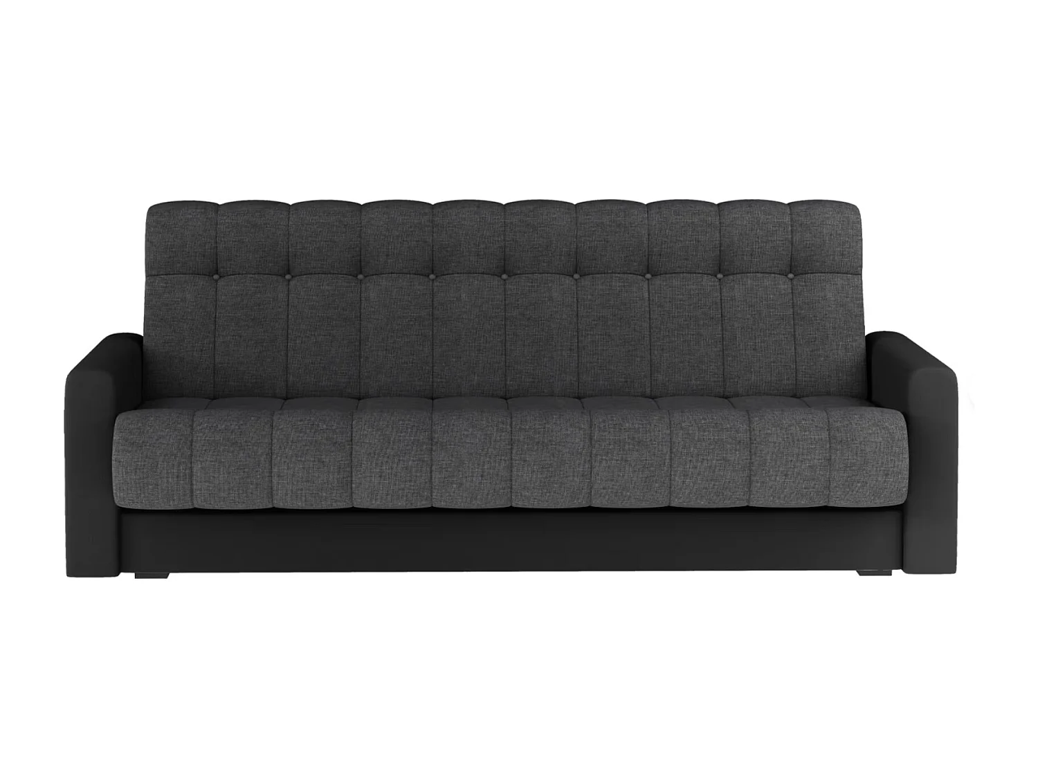 Canapé lit 3 places tissu gris clair et simili cuir noir Barote 210cm