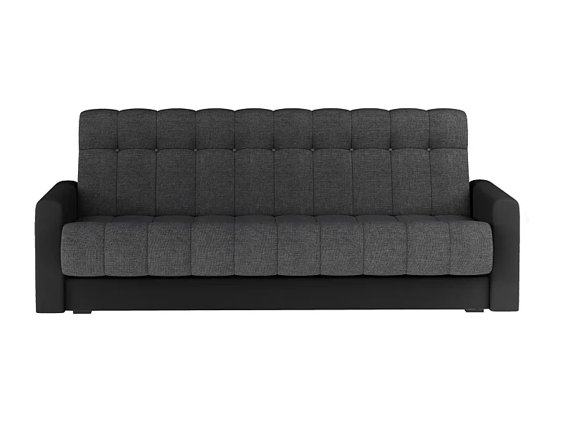 Canapé lit 3 places tissu gris clair et simili cuir noir Barote 210cm