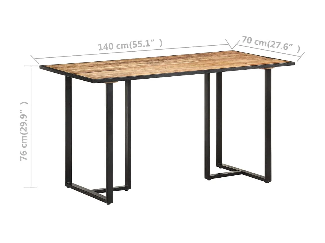 Table de salle à manger 140cm Bois de manguier brut
