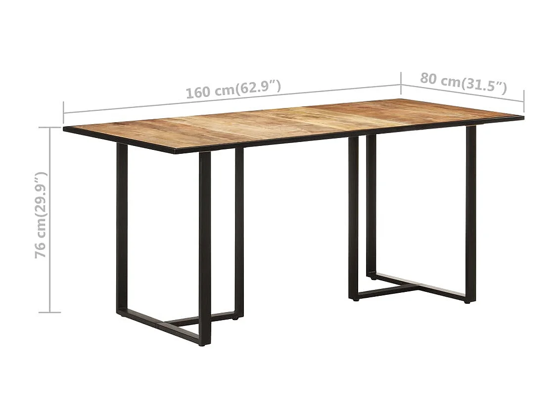 Table de salle à manger 160cm Bois de manguier brut