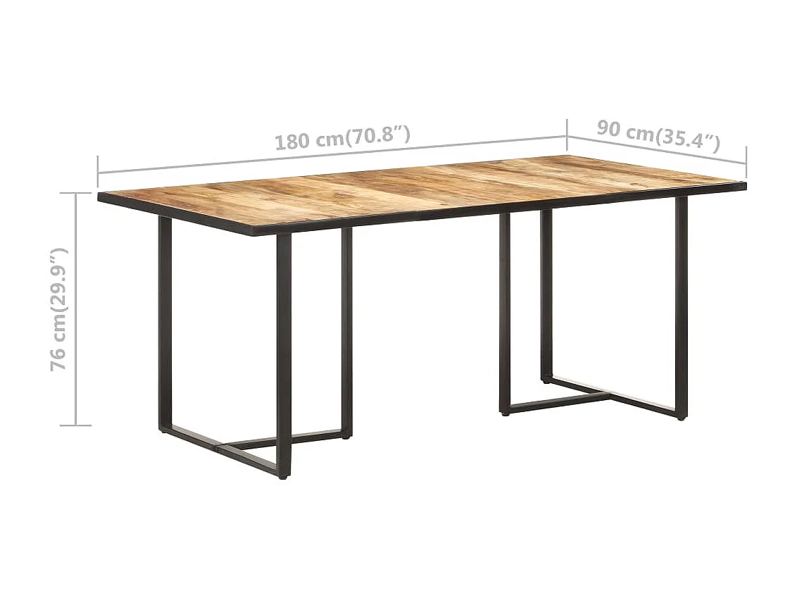 Table de salle à manger 180cm Bois de manguier brut