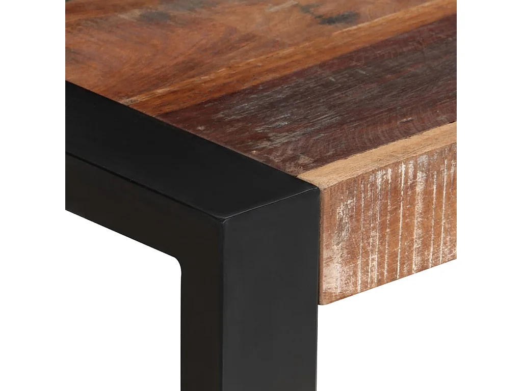 Table carrée industrielle bois recyclé massif et métal noir Vosa 70x70x75