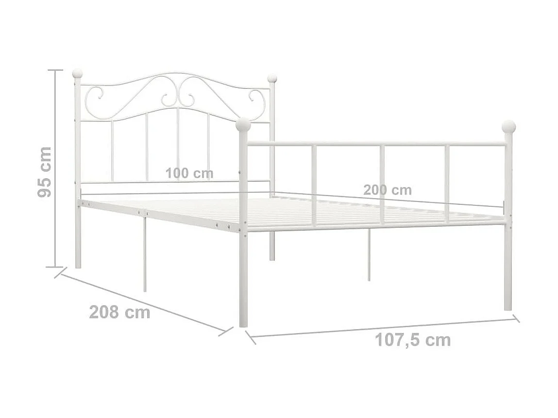 Lit Blanc Métal 100x200 4